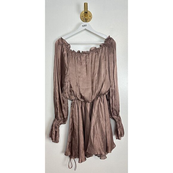 HOUSE OF CB Chaya Off Shoulder Dress in Hazelnut Size Small - Picture 10 of 16